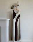 Vintage 60s Chocolate Swirl Jersey Maxi Dress
