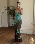 Vintage 90s Rare Ombre Embellished Mermaid Dress