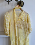 Vintage Yellow Silk Organza Dress with Bow