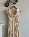 Vintage Stretch Ruffle Boat Neck Wedding Dress