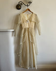 Vintage 60s Tiered Waterfall Wedding Dress Creme