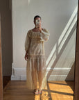 Vintage 70s Patchwork Lace Gown Creme