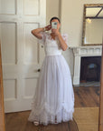 Vintage 70s Organza Sheer Stripe Wedding Dress