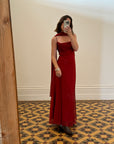 Vintage 90s Red Slip Dress with Skinny Scarf