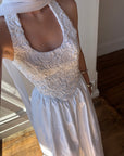 Vintage 90s Australian Made Lace Halter Satin Wedding Dress