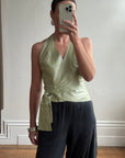 Vintage 90s Pure Silk Sleeveless Wrap Top Apple
