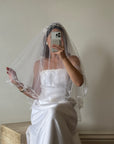 Vintage Mid Length Tulle Veil With Satin Headband