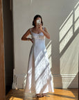 Vintage 90s Satin Empire Slip Wedding Dress With Tie