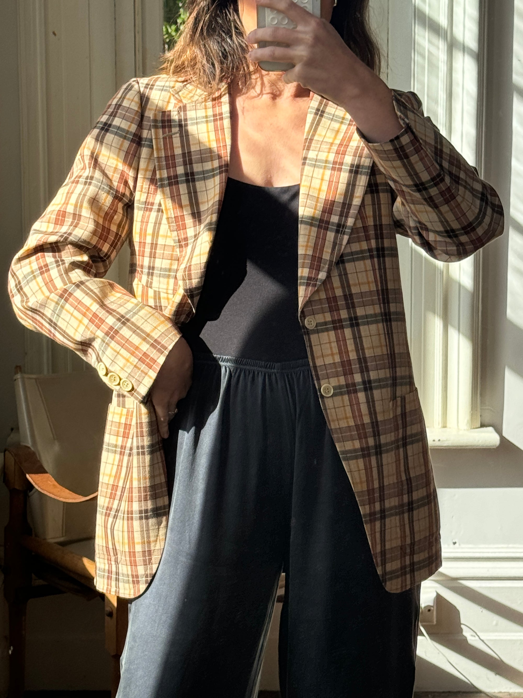 Vintage Boss Caramel Plaid Tailored Blazer