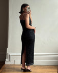 Vintage 90s Pure Silk Sparkle Dress Noir