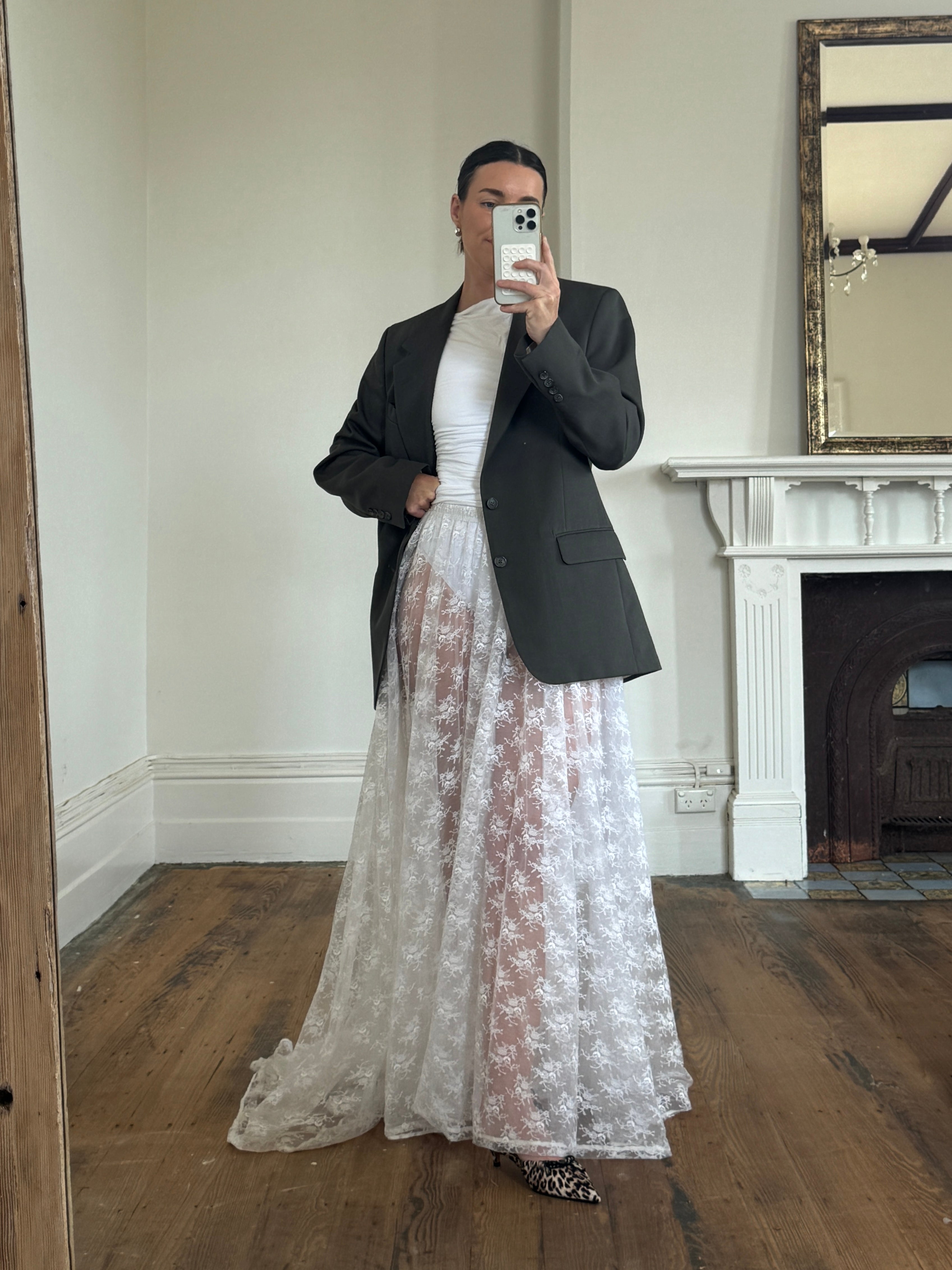 Vintage Lace Bridal Skirt with Train