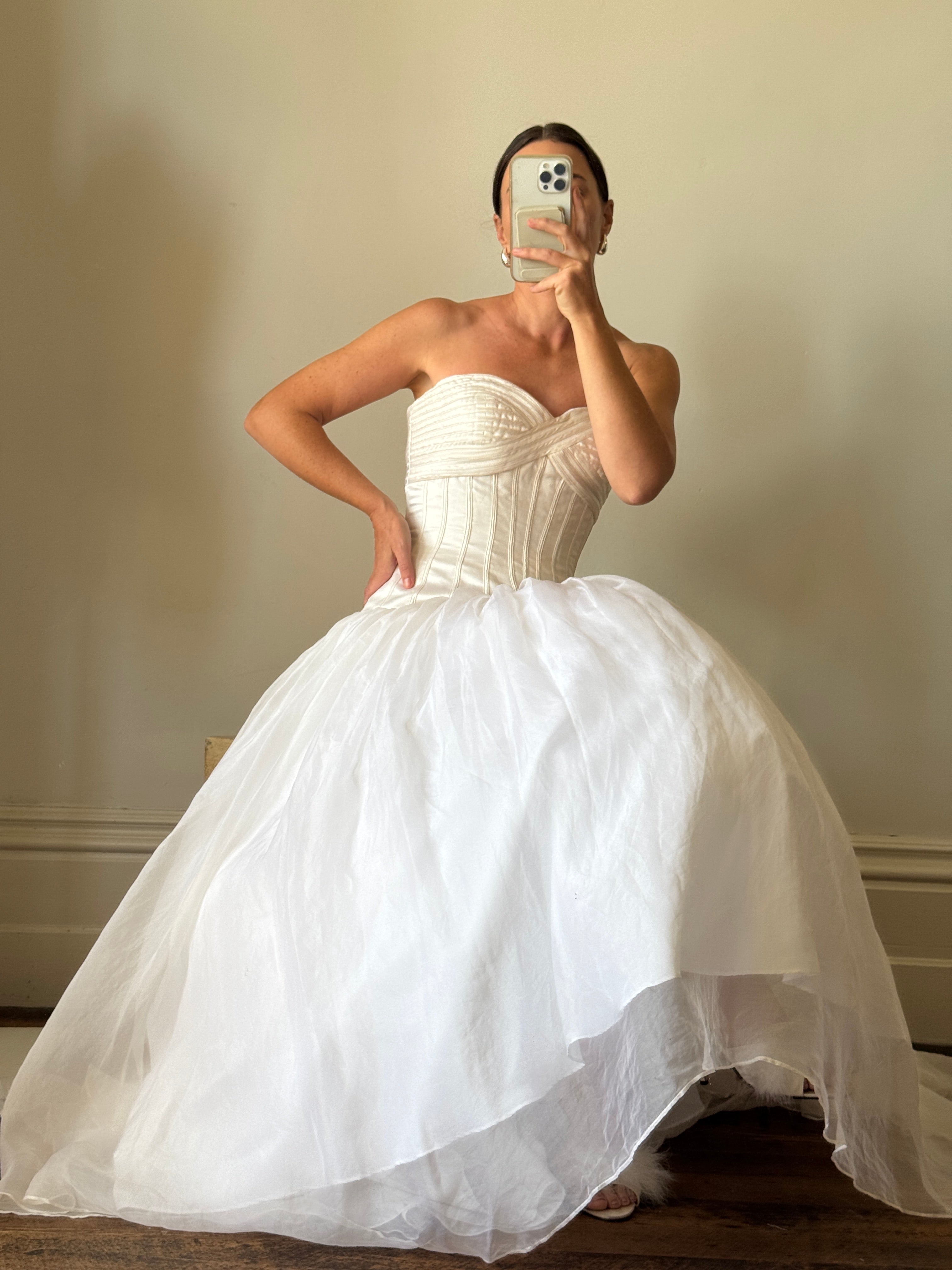 Vintage Y2K Pure Silk Drop Waist Princess Wedding Gown