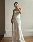 Vintage 90s Embroidered Strapless Fairy Wedding Gown