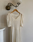 Vintage 30s Bias Cut Lace Wedding Dress Creme