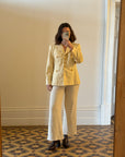 Vintage 90s Escada Butter Yellow Blazer with Gold Buttons
