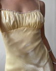 Vintage 90s Butter Yellow Organza Bias Slip Dress