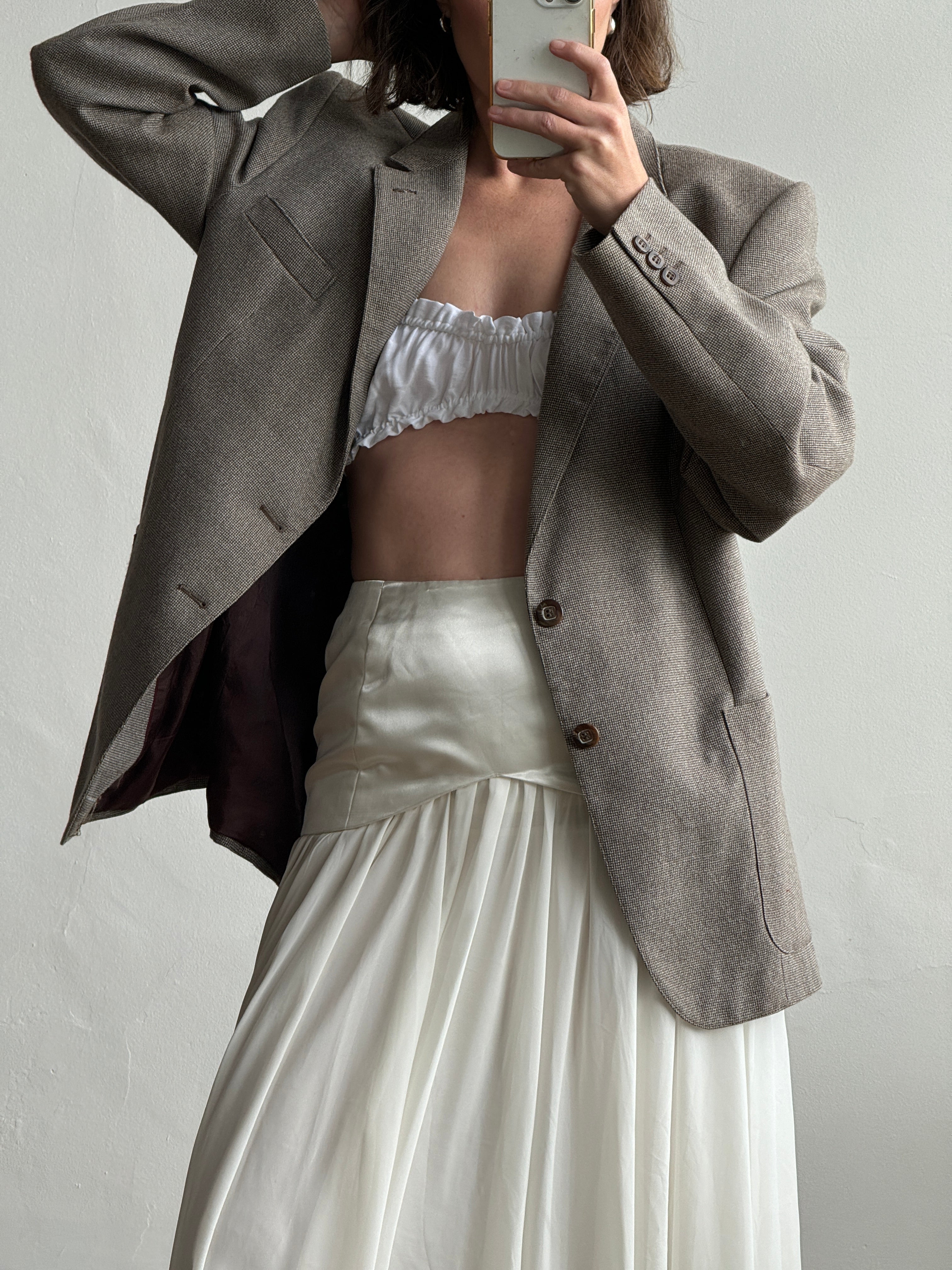 Vintage Satin and Chiffon Midi Bridal Skirt
