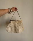 Vintage Woven Handbag With Silver Chain