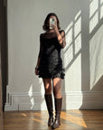 Archival Y2K Lace Ruffle Mini Dress Noir