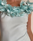 Vintage Y2K Aquamarine Petal Dress