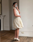 Vintage 90s Cream Broderie Anglaise Bubble Mini Dress