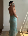 Vintage 90s Ice Blue Embellished High Low Fairy Dress