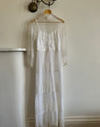 Vintage 70s Lace Long Sleeved High Neck Wedding Dress