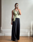 Vintage 90s Pure Silk Sleeveless Wrap Top Apple