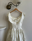 Vintage 80s Satin Tea Length Wedding Dress