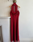 Vintage 90s Red Slip Dress with Skinny Scarf