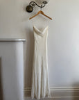 Vintage 90s Pure Silk Bias Cut Slip Embroidered Wedding Dress