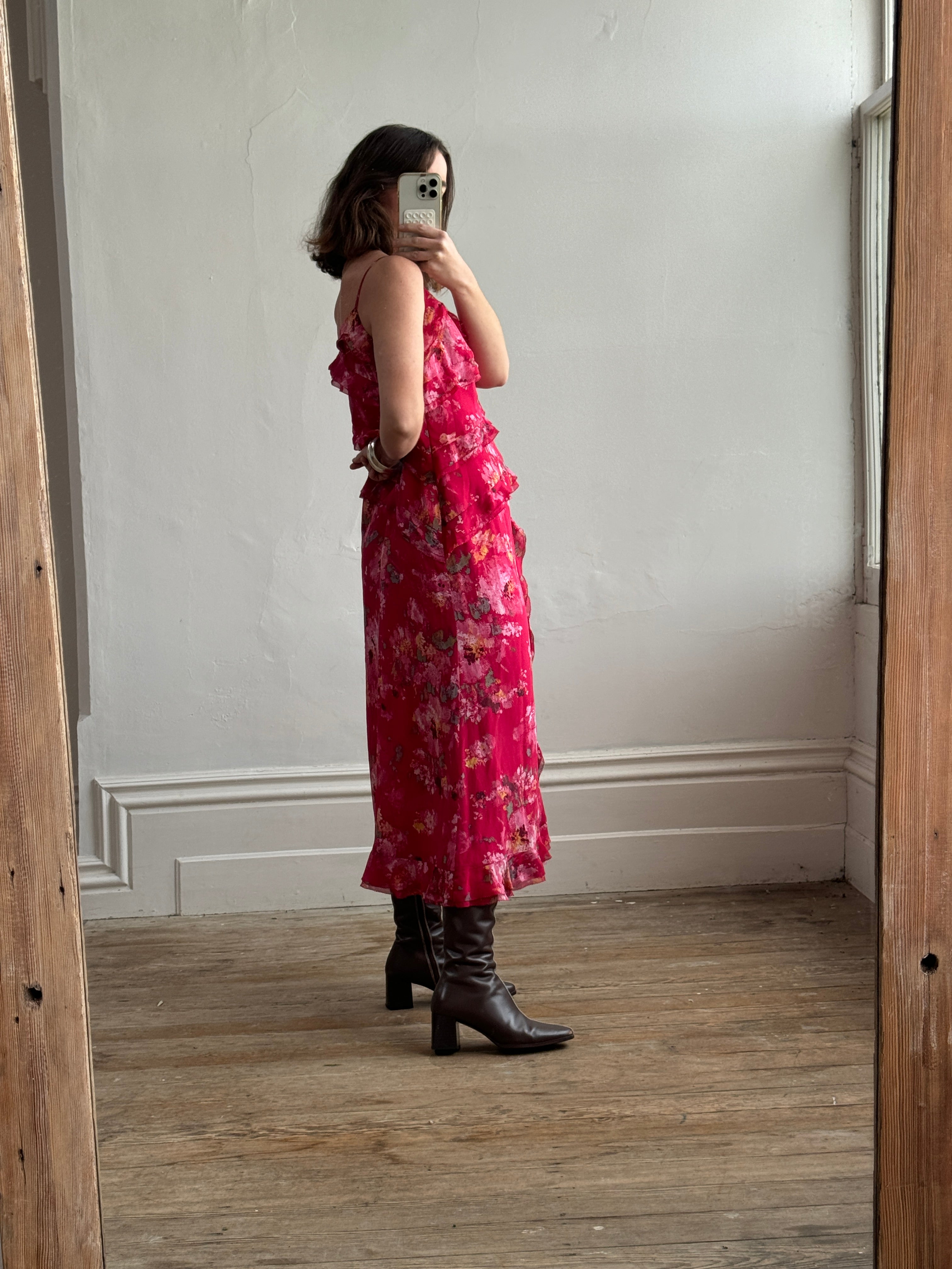Vintage Y2K Escada Pure Silk Floral Midi Dress