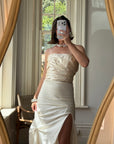 Vintage 90s Satin Bustier and Pure Silk Bridal Skirt Meringue