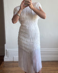 Vintage 80s Fringed Mini Party Dress Ivory
