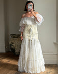 Vintage 50s Bridal Jacquard Underbust Corset Creme