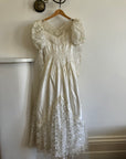 Vintage 80s Lace Satin Sequin Panelled Wedding Gown