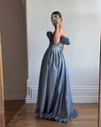 Vintage 80s Taffeta Gown Duck Egg Blue