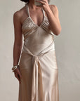 Vintage Y2K Champagne Satin Multiwear Prom Dress