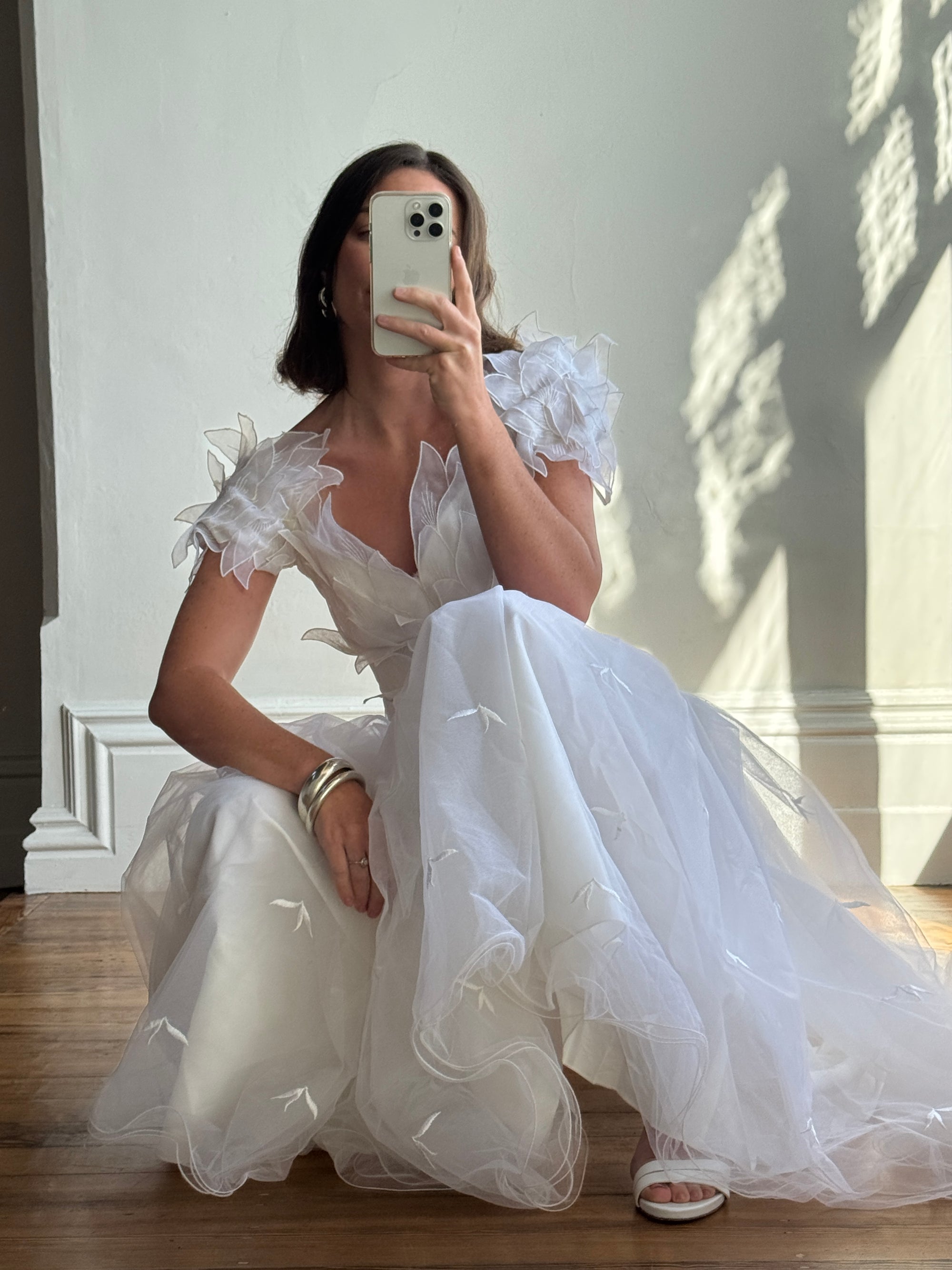 Vintage 80s Basque Waist Tinkerbell Wedding Gown
