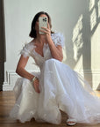 Vintage 80s Basque Waist Tinkerbell Wedding Gown