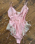 Vintage Victorias Secret Pink Satin Bodysuit
