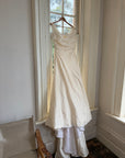 Vintage 90s Ivory Silk V-Neck A-Line Wedding Gown