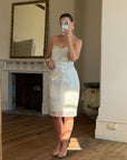 Vintage 90s Pure Silk Pastel Sequin Party Dress