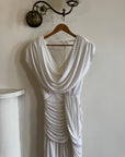 Vintage 80s Draped Jersey Australian Made Wedding Dress White