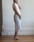 Vintage 80s Fringed Mini Party Dress Ivory
