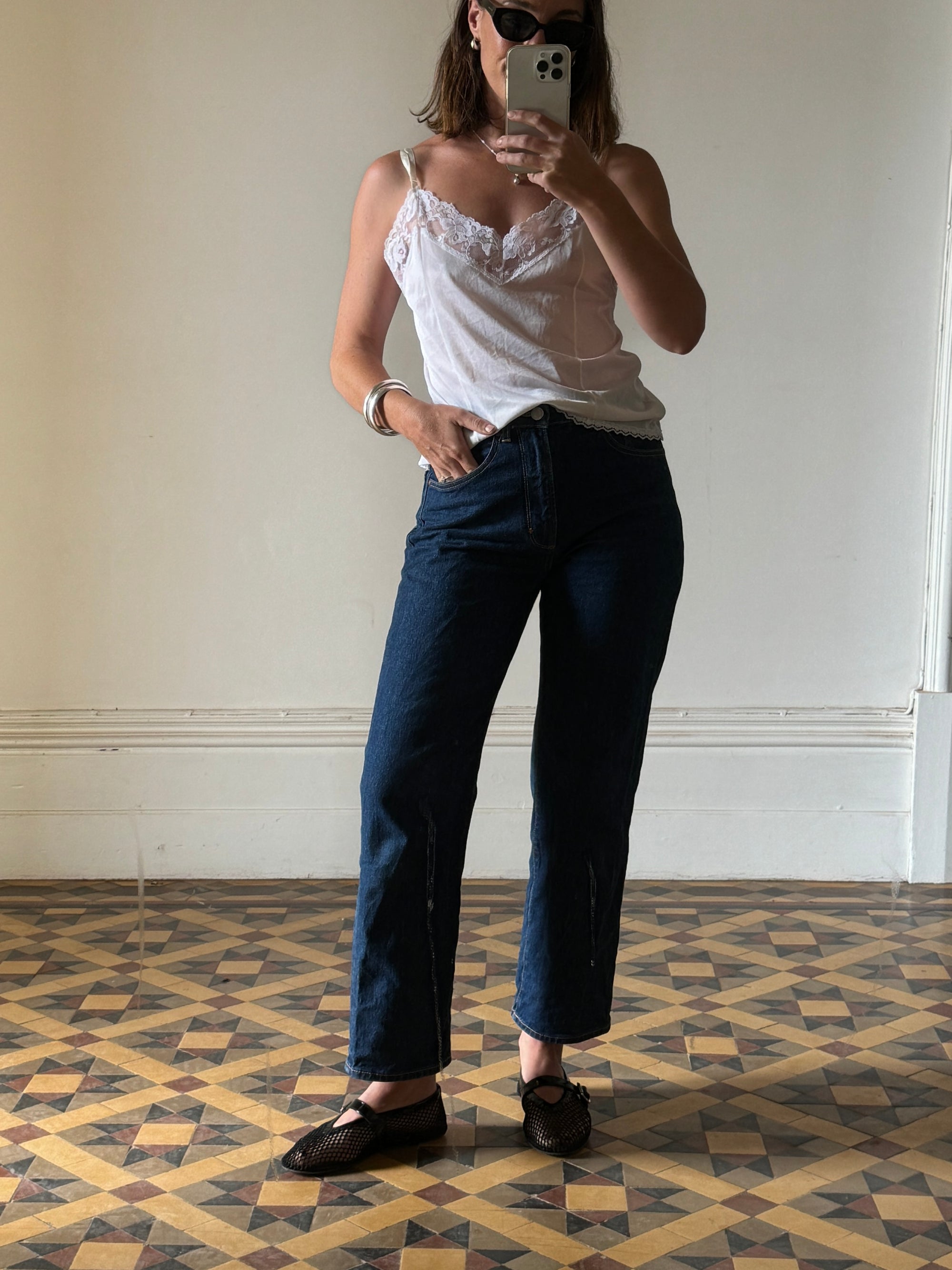 Vintage Crisp White Lace Cami