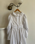 Vintage 70s Taffeta Frill Wedding Dress with Bow