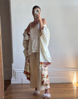 Vintage 70s Cream Oriental Floral Robe