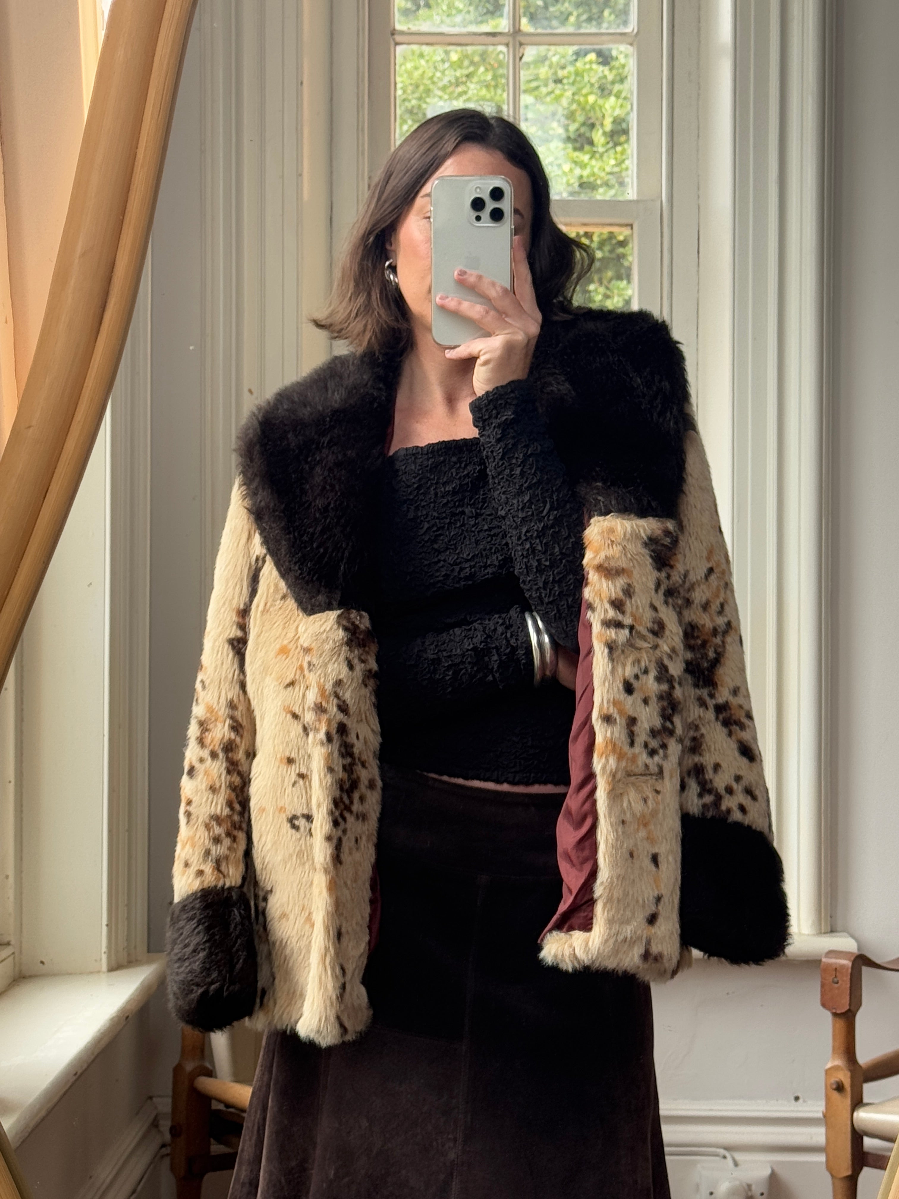 Vintage 60s Faux Fur Spotted Caramel Choc Australian Made Coat