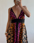 Vintage Y2K Lisa Ho Silk Scarf Dress Sunset
